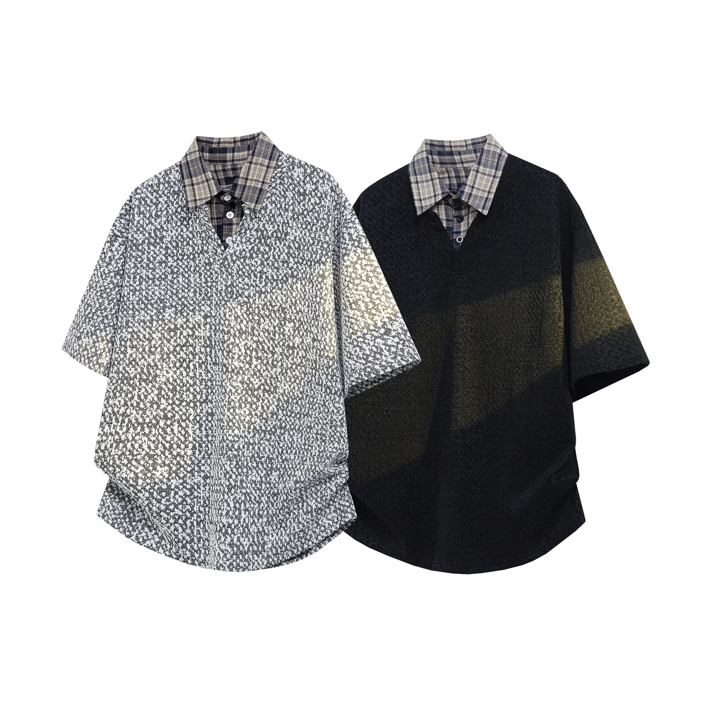 2026 Summer New Style Men's Jacquard Plaid Two-Piece Shirt with Short Sleeves
2026 Summer New Style Men's Jacquard Plaid Two-Piece Shirt with Short Sleeves