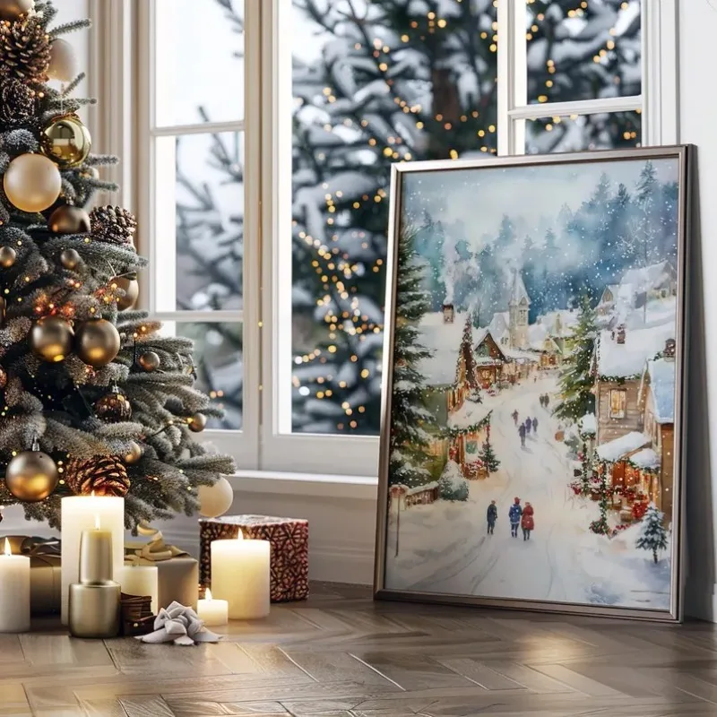 Vintage Winter Town Christmas Village Poster Christmas Snowy Landscape Prints Canvas Painting Wall Art Pictures Home Room Decor
Vintage Winter Town Christmas Village Poster Christmas Snowy Landscape Prints Canvas Painting Wall Art Pictures Home Room Decor