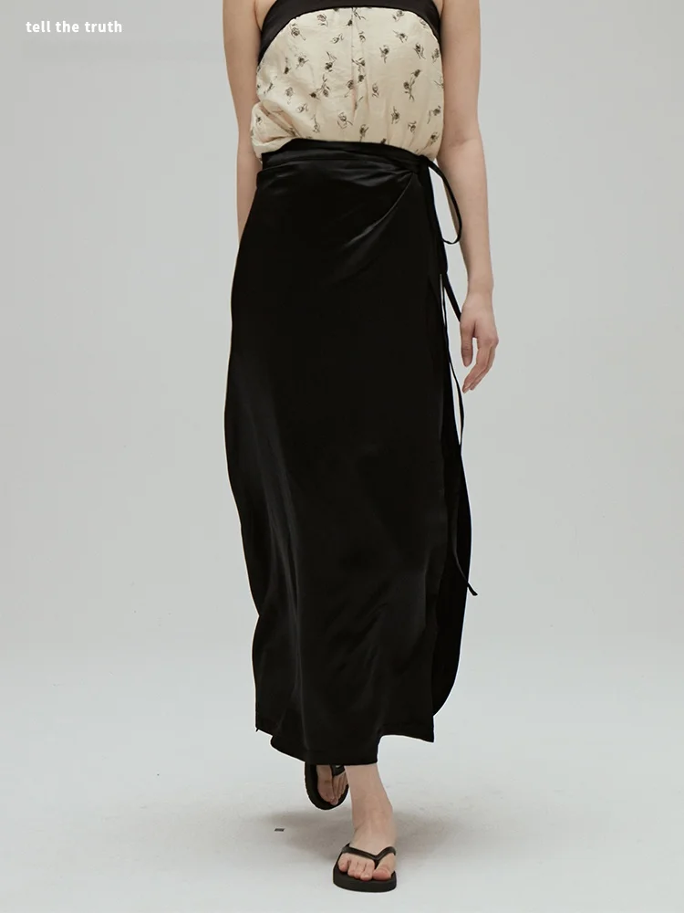 New Chinese Style Double Sided Silk Satin Black Dress Women's Summer Fashion Spiral Skirt Draping Sensation Zipper Detail
New Chinese Style Double Sided Silk Satin Black Dress Women's Summer Fashion Spiral Skirt Draping Sensation Zipper Detail