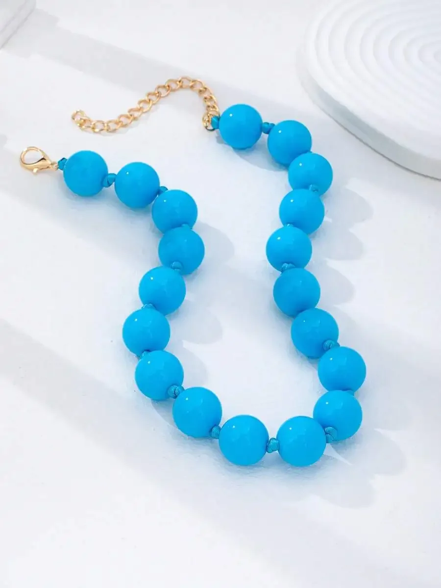 Oversized Bold Resin Beaded Necklace For Women Turquoise Blue Statement Collar Necklace Daily Summer Wear
Oversized Bold Resin Beaded Necklace For Women Turquoise Blue Statement Collar Necklace Daily Summer Wear