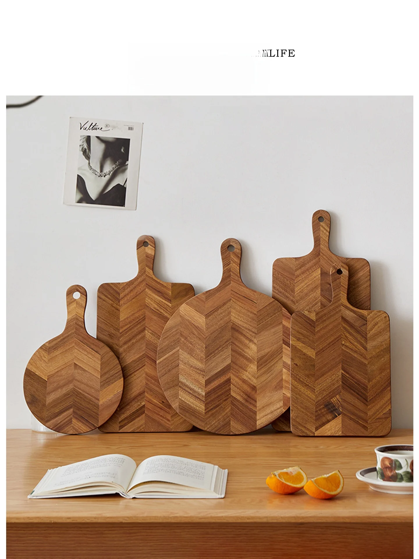 Tlife Modern Minimalist Acacia Wood Cutting Board Kitchen Steak Pizza Bone Pattern Tray Double Side Usage for Everyone
Tlife Modern Minimalist Acacia Wood Cutting Board Kitchen Steak Pizza Bone Pattern Tray Double Side Usage for Everyone