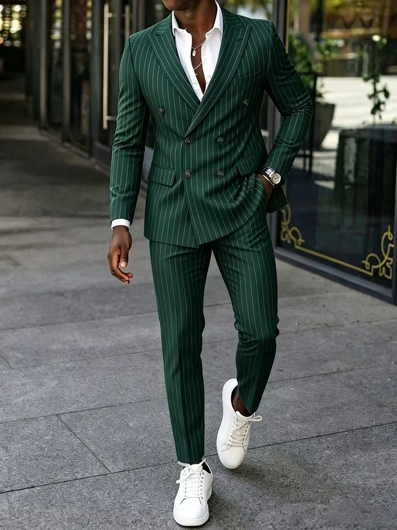 Men's Green Pinstripe Double Breasted Suit Slim Fit 2 Piece Set Formal Business Blazer Pants for Wedding Party
Men's Green Pinstripe Double Breasted Suit Slim Fit 2 Piece Set Formal Business Blazer Pants for Wedding Party
