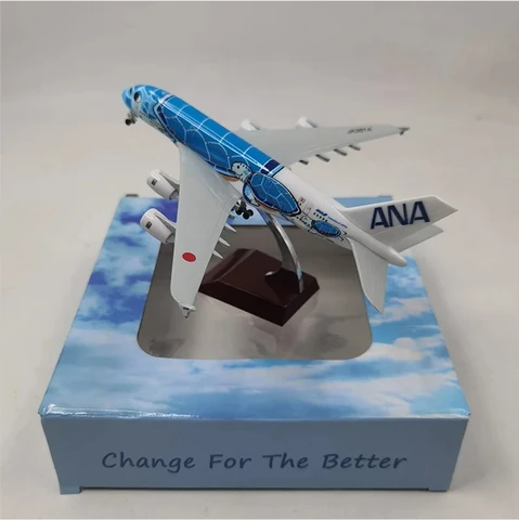 20cm Air Japan ANA Airlines Airplane Model Toy Green Cartoon Sea Turtle Airbus 380 A380 Airways Metal Alloy Diecast Airplane