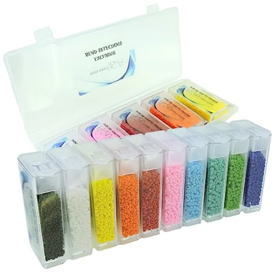 Set of 10 Colors - Miyuki Size 11/0 Round Seed Beads 100 Grams - Basic Opaque Collection in Flip-Top Containers and Plastic Sto
Set of 10 Colors - Miyuki Size 11/0 Round Seed Beads 100 Grams - Basic Opaque Collection in Flip-Top Containers and Plastic Sto