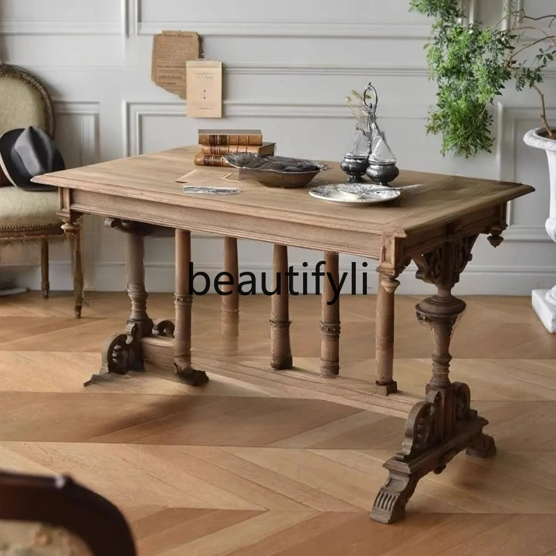 retro solid wood dining table and chairs/neoclassical old home dining table/small apartment rectangular dining table
retro solid wood dining table and chairs/neoclassical old home dining table/small apartment rectangular dining table