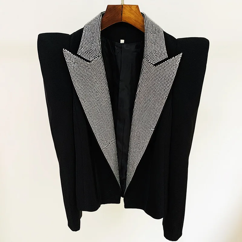 autumn European American black jacket fashion personality peak shoulder hot diamond collar suit blazer top coat vestes femmes
autumn European American black jacket fashion personality peak shoulder hot diamond collar suit blazer top coat vestes femmes