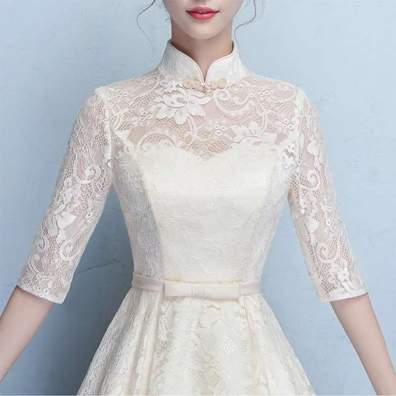 Chinese Bridesmaid Dr New Summer MidSve Evening Gown Long Sve mid Waist Wedding Guest Dr Ele Fem Faion
Chinese Bridesmaid Dr New Summer MidSve Evening Gown Long Sve mid Waist Wedding Guest Dr Ele Fem Faion