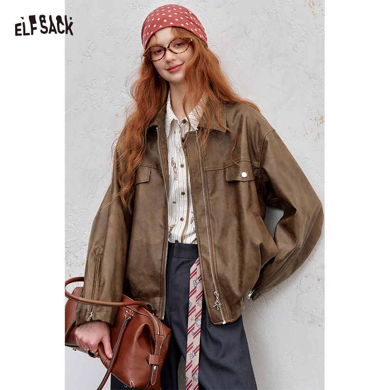 ELFSACK 2025 Autumn New Arrival Streetwear Solid Color Vintage Texture Leather Jacket Zip Up Biker Coat For Woman
ELFSACK 2025 Autumn New Arrival Streetwear Solid Color Vintage Texture Leather Jacket Zip Up Biker Coat For Woman