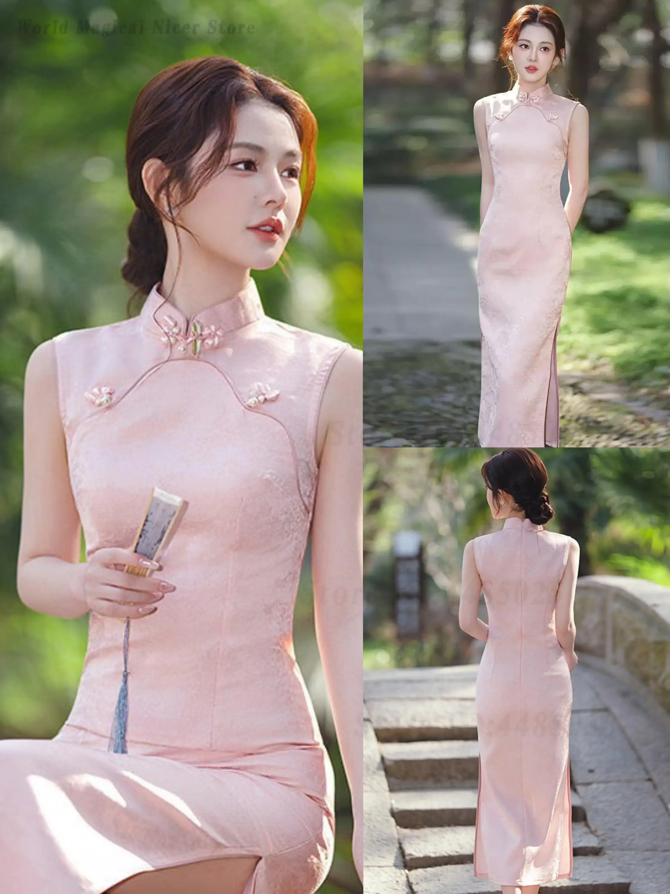 Pink Sleeveless New Chinese Style Modified Cheongsam 2026 Young Girls High Waist Tight Long Elegant Party Dress
Pink Sleeveless New Chinese Style Modified Cheongsam 2026 Young Girls High Waist Tight Long Elegant Party Dress