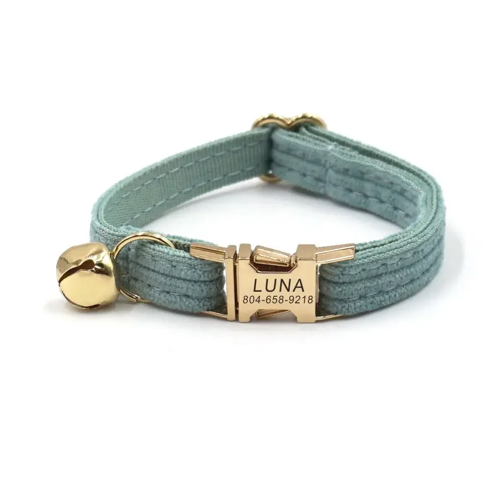 Personalized Cat Collar with Free Engraving, Matching Pet Leash,Customzied Contacts Metal Buckle, Blue Green Pet Collar
Personalized Cat Collar with Free Engraving, Matching Pet Leash,Customzied Contacts Metal Buckle, Blue Green Pet Collar