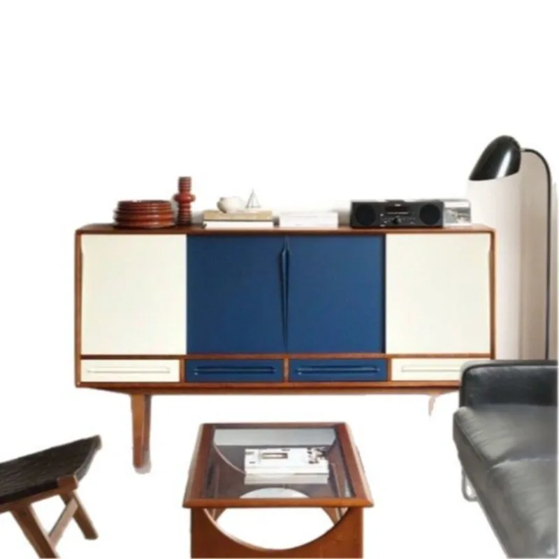 Medieval classic design color matching four-door storage solid wood dining side cabinet
Medieval classic design color matching four-door storage solid wood dining side cabinet