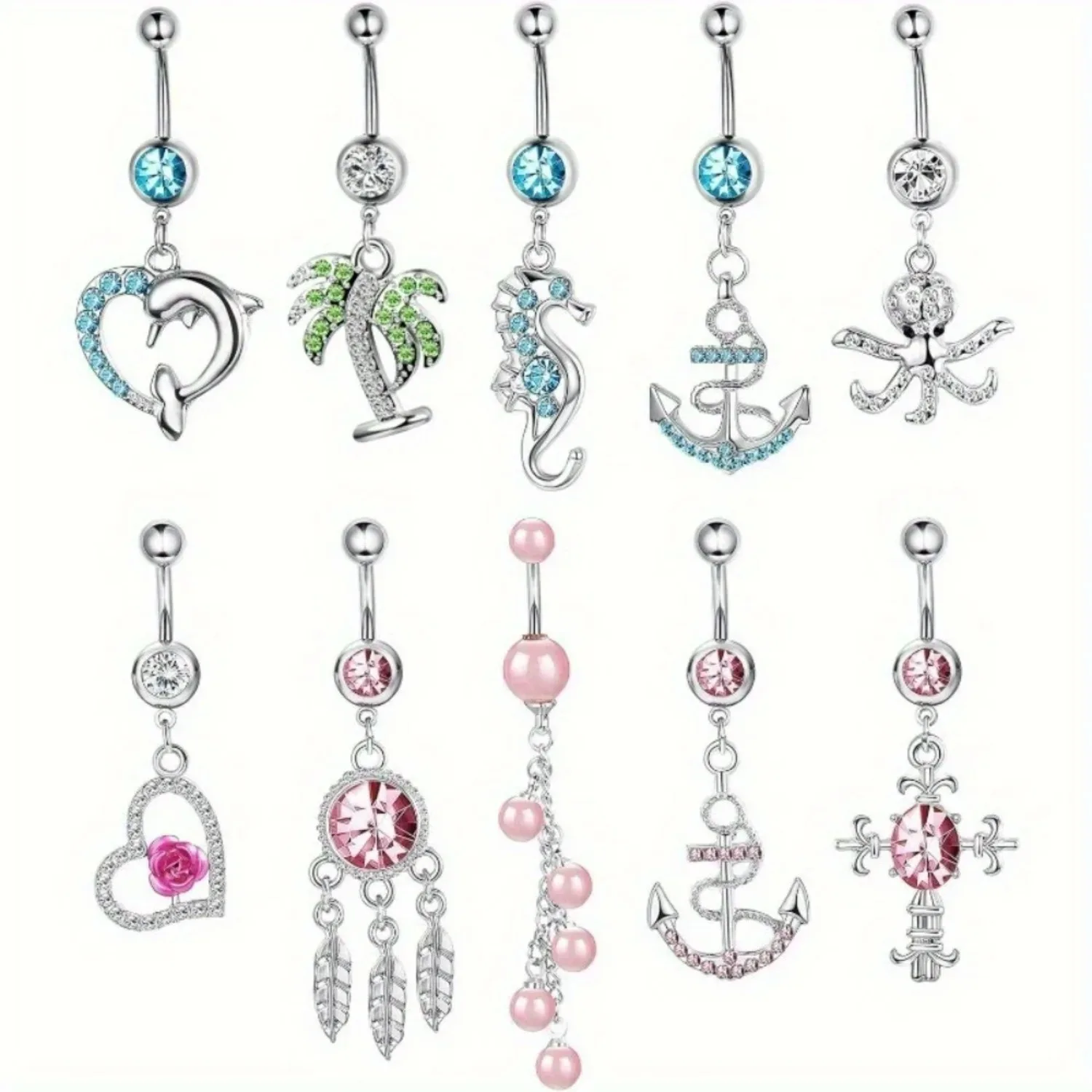 Bobisty 1Pc Stainless Steel Surgical Dangle Belly Button Rings for Women Curved Navel Barbell Body Piercing Fashion Jewelry
Bobisty 1Pc Stainless Steel Surgical Dangle Belly Button Rings for Women Curved Navel Barbell Body Piercing Fashion Jewelry