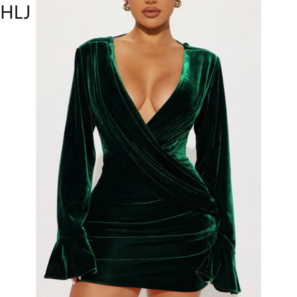 HLJ Sexy Deep V Velvet Bodycon Mini Dress Women Long Sleeve Backless Lace Up Dress Casual Female Solid Color Slim Party Vestidos
HLJ Sexy Deep V Velvet Bodycon Mini Dress Women Long Sleeve Backless Lace Up Dress Casual Female Solid Color Slim Party Vestidos
