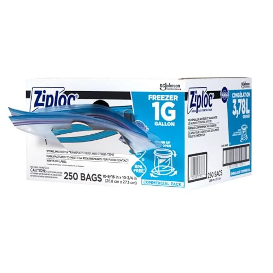 Ziploc Brand Food Storage Freezer Bags, 1 Gallon Freezer Bags, Ziploc Brand Bags, Commercial Pack, 250 Count Box, for Professio
Ziploc Brand Food Storage Freezer Bags, 1 Gallon Freezer Bags, Ziploc Brand Bags, Commercial Pack, 250 Count Box, for Professio