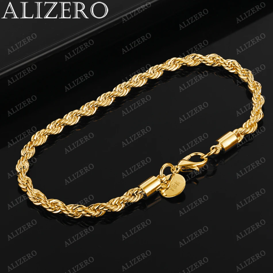 ALIZERO 925 Sterling Silver 18K Gold Plated 4MM Twisting Rope Chain Bracelet For Women Men Fashion Accessories Jewelry Gift
ALIZERO 925 Sterling Silver 18K Gold Plated 4MM Twisting Rope Chain Bracelet For Women Men Fashion Accessories Jewelry Gift