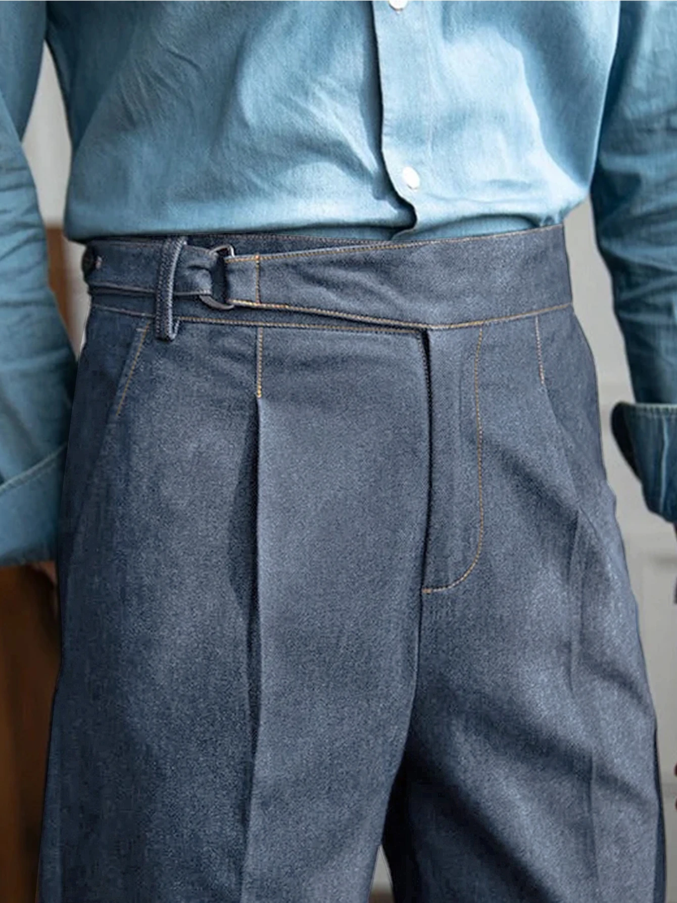 Men Italian Naples Style Denim Trousers 2026 SS AW Light Business Pleated High Waist Straight Premium Casual Dress Jeans
Men Italian Naples Style Denim Trousers 2026 SS AW Light Business Pleated High Waist Straight Premium Casual Dress Jeans