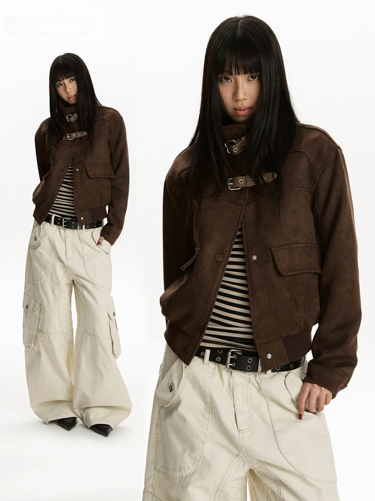 Женская модная верхняя одежда в американском ретро-стиле: замшевая куртка с воротником-стойкой, мотоциклетный стиль, из полиэфирного волокна, с длинными рукавами
Женская модная верхняя одежда в американском ретро-стиле: замшевая куртка с воротником-стойкой, мотоциклетный стиль, из полиэфирного волокна, с длинными рукавами