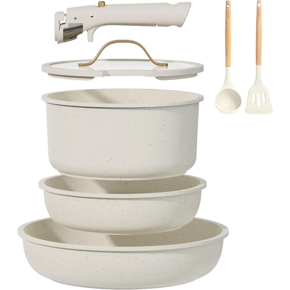 7pcs Pots and Pans Set Non Stick, Cookware Set with Detachable Handle, Kitchen Cookware Sets with Removable Handle, RV Cookware
7pcs Pots and Pans Set Non Stick, Cookware Set with Detachable Handle, Kitchen Cookware Sets with Removable Handle, RV Cookware