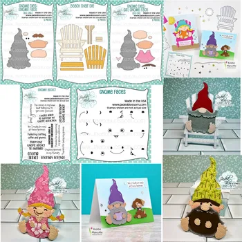 Gnome 얼굴 비치 체어 금속 커팅 다이, DIY 장식 스크랩북 종이 카드 앨범 엠보싱 공예 컷 다이, 투명 스탬프