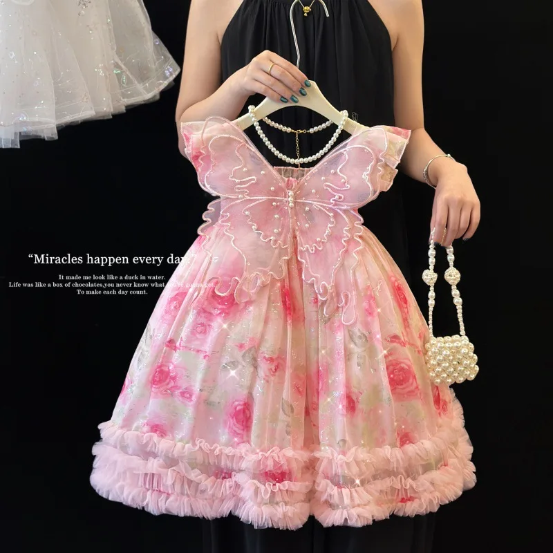 Girls Wings Princess Dress Spring Summer Dress 2025 New Children Birthday Stylish Girl Pink Floral Puff Dress
Girls Wings Princess Dress Spring Summer Dress 2025 New Children Birthday Stylish Girl Pink Floral Puff Dress