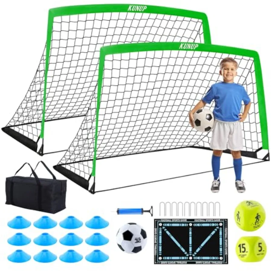Backyard soccer training set for kids: foldable portable goals, PE net, blue/red color, includes ball, dice, mat, cones, air pu
Backyard soccer training set for kids: foldable portable goals, PE net, blue/red color, includes ball, dice, mat, cones, air pu
