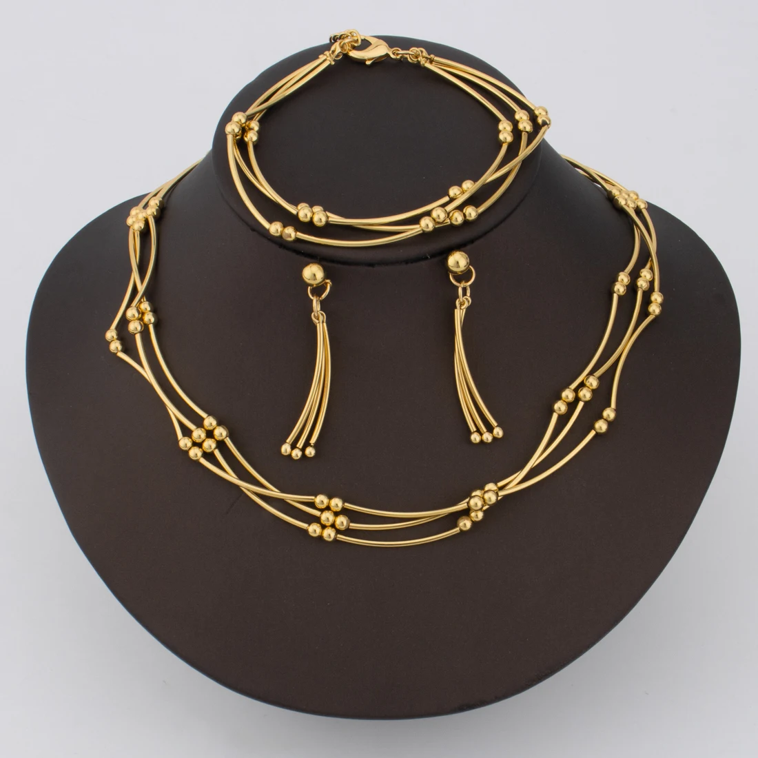 New Fashion Gold Color 3Pcs Line Jewelry Set For Women Elegant Little Pearl Earrings Bracelet Necklace Gift For Party Banquet
New Fashion Gold Color 3Pcs Line Jewelry Set For Women Elegant Little Pearl Earrings Bracelet Necklace Gift For Party Banquet