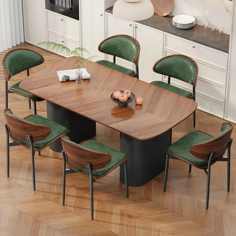 Dining Chairs Set of 6, Mid-Century Modern Upholstered PU Leather Chairs with Walnut Bentwood Back and Metal Legs, Customized
Dining Chairs Set of 6, Mid-Century Modern Upholstered PU Leather Chairs with Walnut Bentwood Back and Metal Legs, Customized