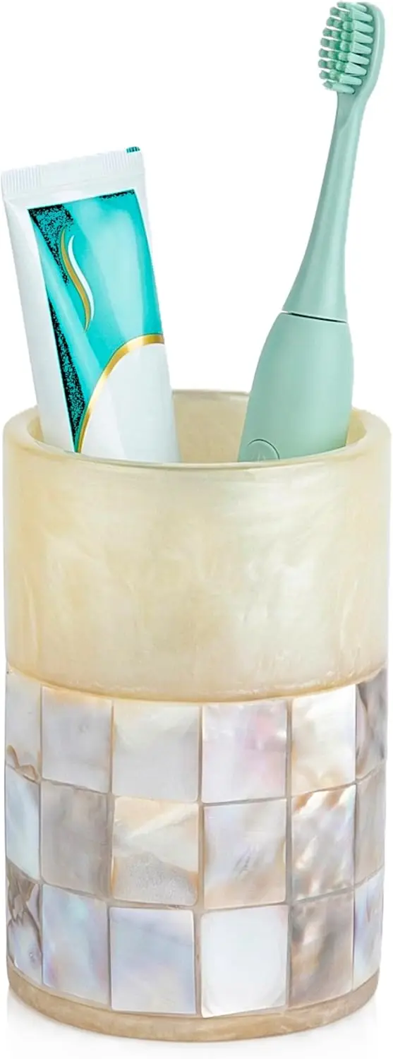 Bathroom Toothbrush Cup with Mother of Pearl Shells - Electric Toothbrush Holder for Sink, Fits Toothpaste & Toothbrush
Bathroom Toothbrush Cup with Mother of Pearl Shells - Electric Toothbrush Holder for Sink, Fits Toothpaste & Toothbrush