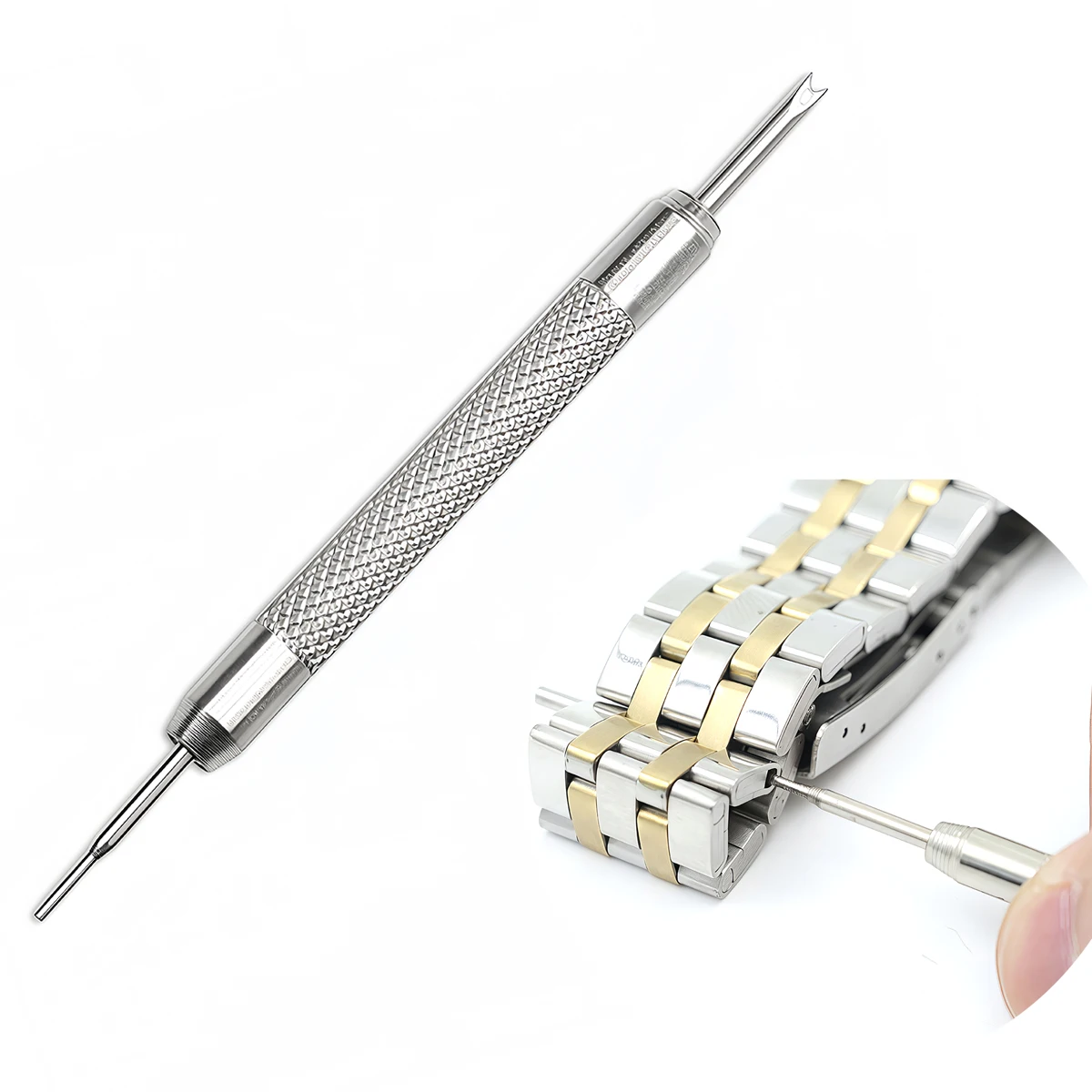 Инструменты для ремонта металлических ремешков часов: съемник браслетов, инструмент для замены ремешков, приспособление для установки и демонтажа пружинных шпилек
Инструменты для ремонта металлических ремешков часов: съемник браслетов, инструмент для замены ремешков, приспособление для установки и демонтажа пружинных шпилек