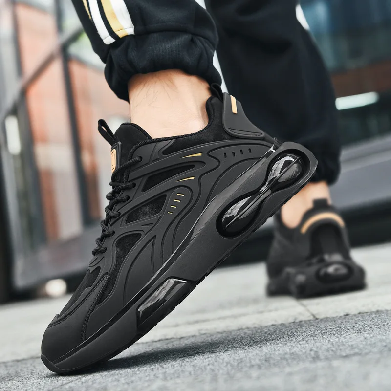 High Quality Men's Black Air Cushion Sneakers Non-Slip Thick Sole Casual Running Shoes Breathable Mesh Sports Shoes for Men 운동화
High Quality Men's Black Air Cushion Sneakers Non-Slip Thick Sole Casual Running Shoes Breathable Mesh Sports Shoes for Men 운동화