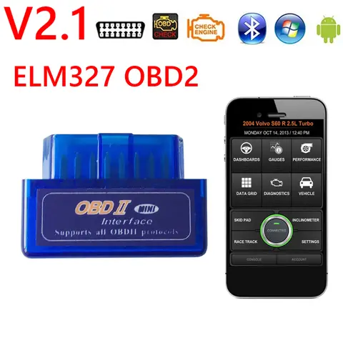 ELM327 V2.1 OBD2 Scanner for iOS Bluetooth-compatible OBDII Code Reader for Windows Android Bluetooth-compatible Car Universal