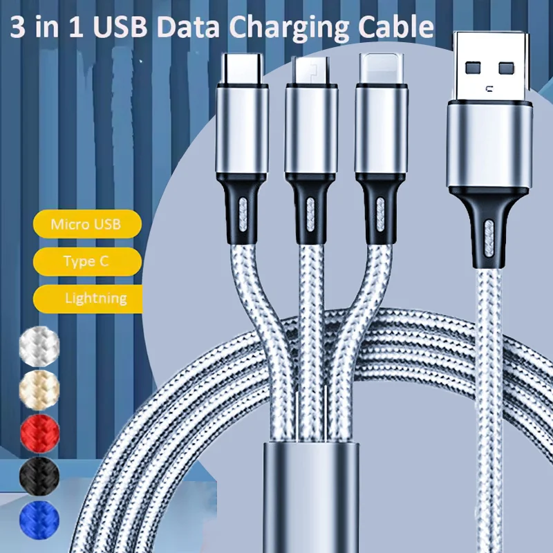 USB-кабель 3 в 1, зарядный кабель Micro USB Type C, мульти-порт USB 2A, шнур для быстрой зарядки для iPhone 11 12 13 Pro Max Samsung
USB-кабель 3 в 1, зарядный кабель Micro USB Type C, мульти-порт USB 2A, шнур для быстрой зарядки для iPhone 11 12 13 Pro Max Samsung