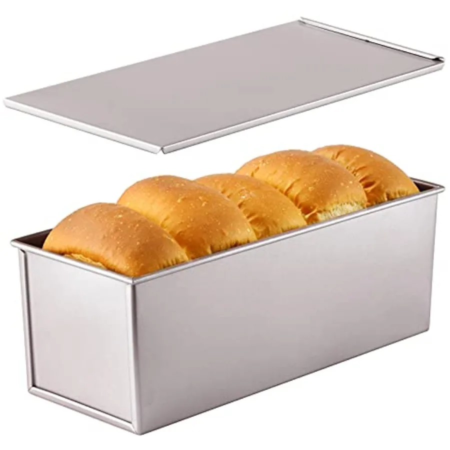 Commercial Pullman Loaf Pan with Lid 2.2Lb Dough Capacity Non-stick Rectangle Flat Toast Box for Oven Baking 4.8" x 12.8"x 4.7"
Commercial Pullman Loaf Pan with Lid 2.2Lb Dough Capacity Non-stick Rectangle Flat Toast Box for Oven Baking 4.8" x 12.8"x 4.7"