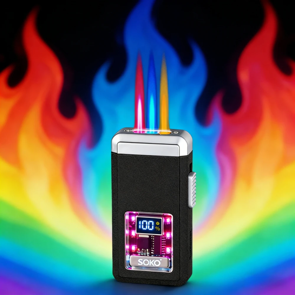 Three Colors Flame Voice-activated Lighter Power /Ignition Count Display Type-C Charging LED Dazzling Lights Visible Gas Window
Three Colors Flame Voice-activated Lighter Power /Ignition Count Display Type-C Charging LED Dazzling Lights Visible Gas Window