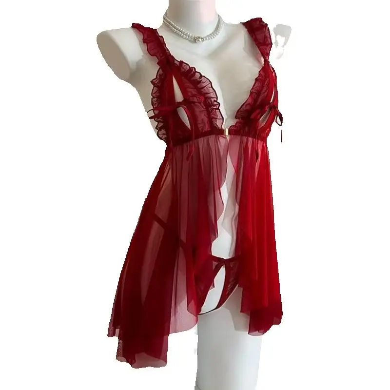 Women Pajamas Set Lace Open Bra Sleepwear Sexy Lingerie Elastic G Strings Nightwear Suit Sleeveless Crotchless Nightdress
Women Pajamas Set Lace Open Bra Sleepwear Sexy Lingerie Elastic G Strings Nightwear Suit Sleeveless Crotchless Nightdress