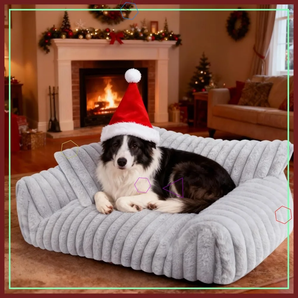 Fluffy Pet Sofa Bed for Medium Large Dogs, Washable Corduroy Fleece Couch with Supportive Cushion, Grey 36x27x10
Fluffy Pet Sofa Bed for Medium Large Dogs, Washable Corduroy Fleece Couch with Supportive Cushion, Grey 36x27x10