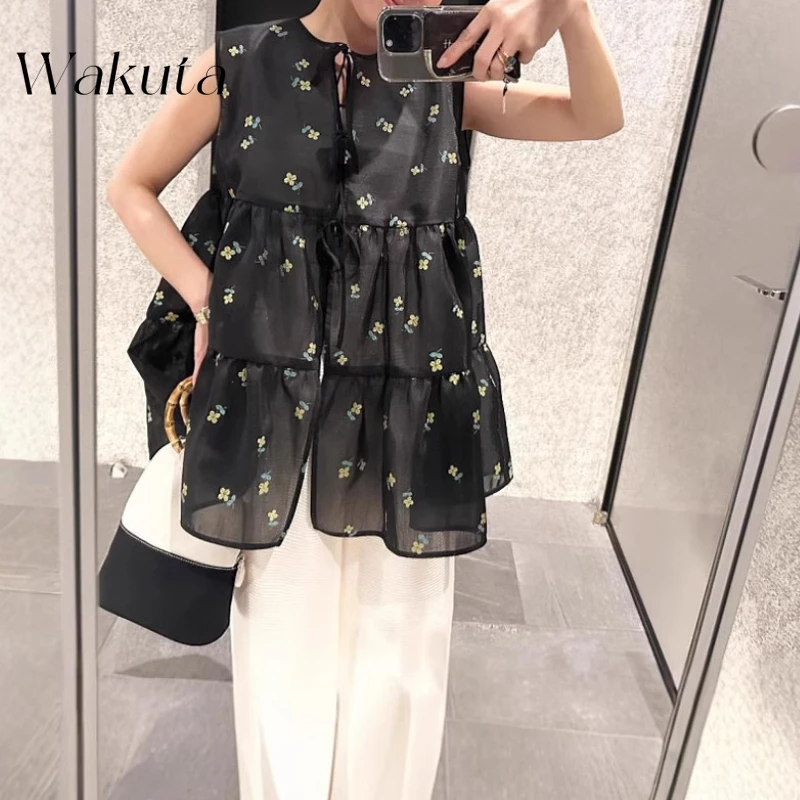 WAKUTA Japanese Fashion Round Neck Lace Up A-line Doll Tee Retro Romantic Slimming Loose Refreshing Printed Top Футболка Смешная
WAKUTA Japanese Fashion Round Neck Lace Up A-line Doll Tee Retro Romantic Slimming Loose Refreshing Printed Top Футболка Смешная