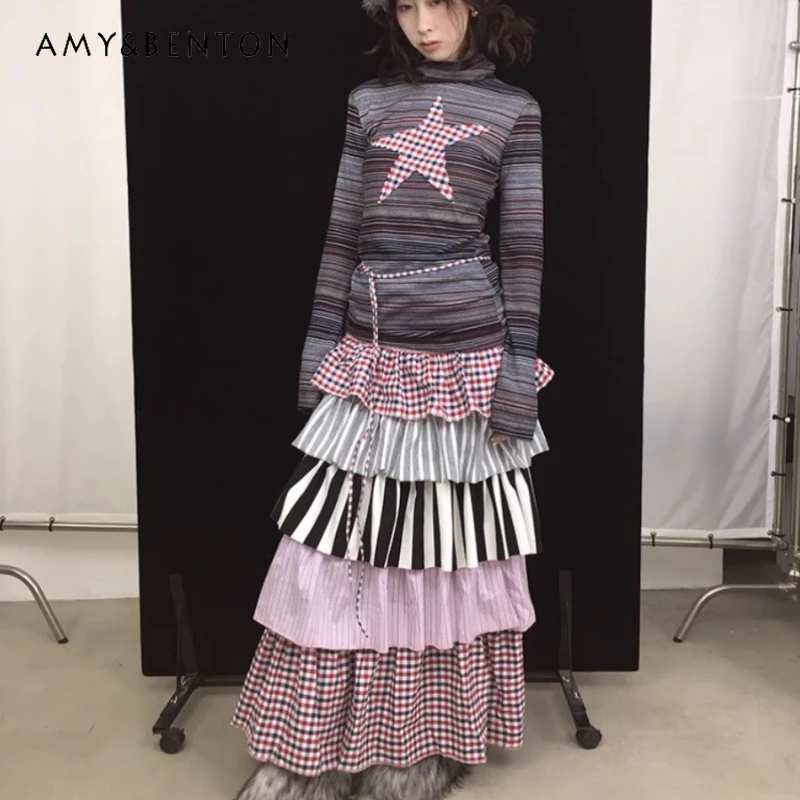 2025 Spring And Summer Women's Long Skirts Korean New Original Striped Knitted Multi-splicing Multi-layer Pink Cute Cake Skirt
2025 Spring And Summer Women's Long Skirts Korean New Original Striped Knitted Multi-splicing Multi-layer Pink Cute Cake Skirt