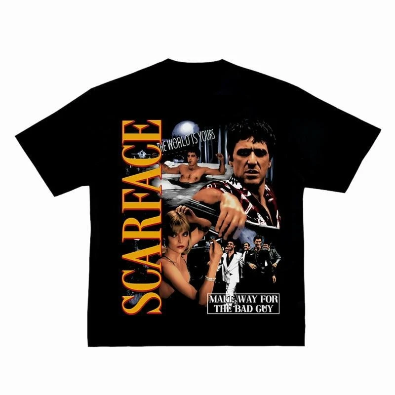 Al Pacino Scarface Classic Movie Retro VTG Literary Street Men and Women Summer Loose Crew Neck Cotton Short Sleeve T-Shirt
Al Pacino Scarface Classic Movie Retro VTG Literary Street Men and Women Summer Loose Crew Neck Cotton Short Sleeve T-Shirt
