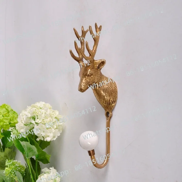 European Brass Deer Head Plus Round Ball Ceramic Clothes Hook, Decorative Hook, Wall Clothes Key Pendant.
European Brass Deer Head Plus Round Ball Ceramic Clothes Hook, Decorative Hook, Wall Clothes Key Pendant.