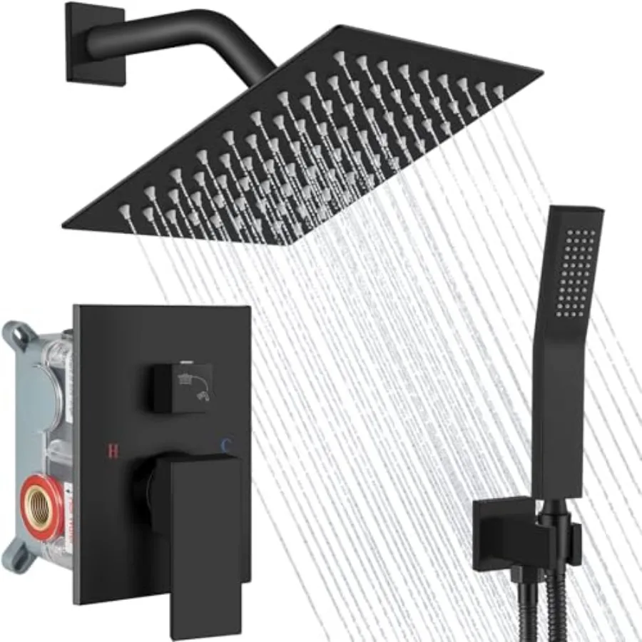 Shower Faucet SetWall Mount Shower System with Square Rain Shower Head and Hand Sprayer Rough-in Valve Body and Trim Kit Includ
Shower Faucet SetWall Mount Shower System with Square Rain Shower Head and Hand Sprayer Rough-in Valve Body and Trim Kit Includ