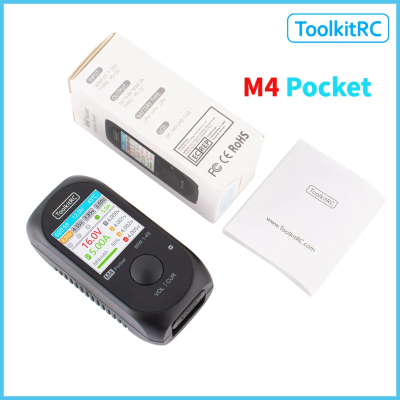 ToolkitRC M4Pocket 80W 5A MINI Smart Balance Charger input USB-C XT30 XT60 Output For 1-4S Lipo LiHv LiFe Battery
ToolkitRC M4Pocket 80W 5A MINI Smart Balance Charger input USB-C XT30 XT60 Output For 1-4S Lipo LiHv LiFe Battery