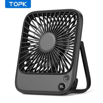 TOPK Rechargeable Portable Fan Electric Mini fan for Camping,2000mah Battery USB Desk Fan Small Silent Table Fans for Room Home