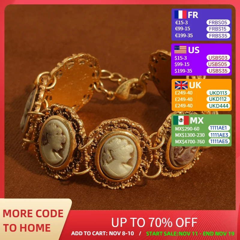 Vintage Cameo Bracelet Retro Court Style Embossed Human Head Hollow Gold Color Charm Bangle For Woman Girlfriend Gift 2025
Vintage Cameo Bracelet Retro Court Style Embossed Human Head Hollow Gold Color Charm Bangle For Woman Girlfriend Gift 2025