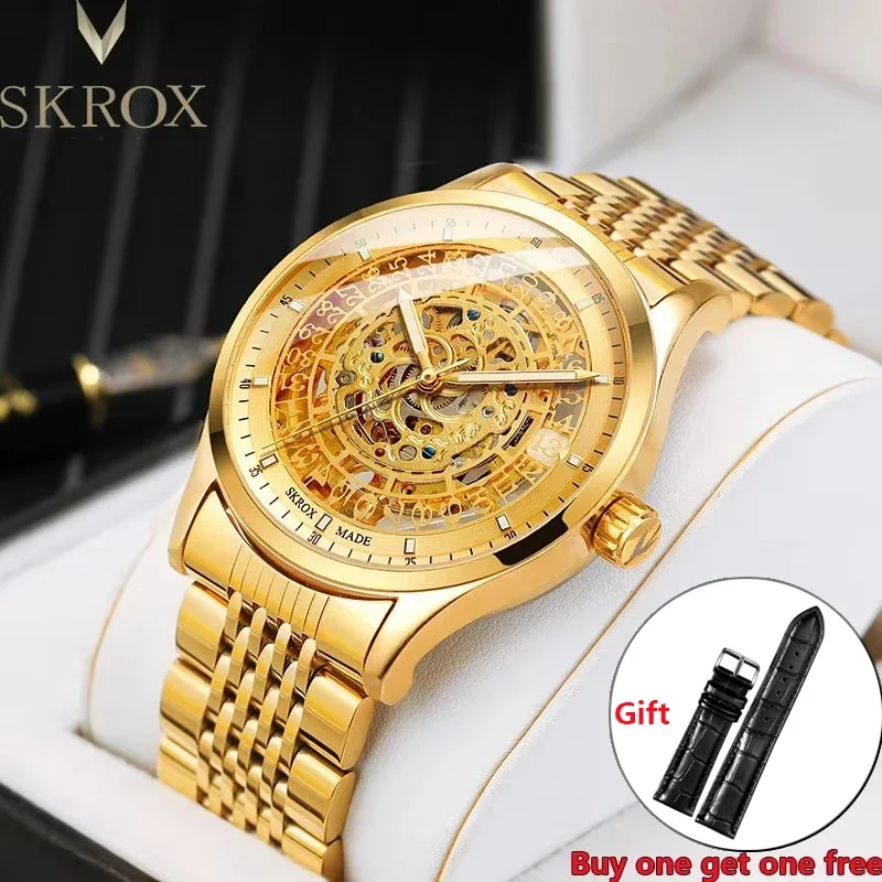 High-End Luxury Brands Calendar Man Gold Watch Stainless Steel Strip Skeleton Mechanical Watches For Men Automatic High Quality
High-End Luxury Brands Calendar Man Gold Watch Stainless Steel Strip Skeleton Mechanical Watches For Men Automatic High Quality