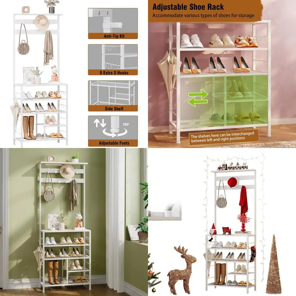 Большое 5-ярусное деревянное дерево для прихожей с 9 металлическими крючками для хранения обуви и пальто в прихожей, дома и офисе
Большое 5-ярусное деревянное дерево для прихожей с 9 металлическими крючками для хранения обуви и пальто в прихожей, дома и офисе