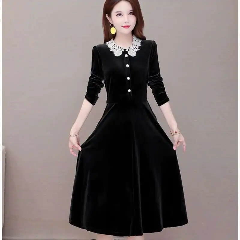 2025 Spring Summer Women's Dress Elegant Peter Pan Collar Long Sleeve A-Line Dress Casual Knee Length Evening Party Dresses
2025 Spring Summer Women's Dress Elegant Peter Pan Collar Long Sleeve A-Line Dress Casual Knee Length Evening Party Dresses