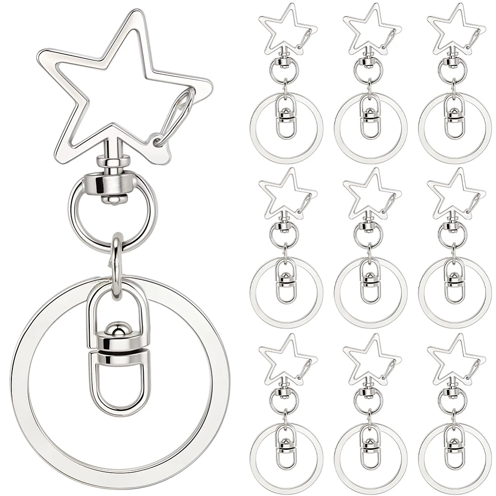 18Pcs Alloy Swivel Keychain Clasps Star Platinum 66mm
18Pcs Alloy Swivel Keychain Clasps Star Platinum 66mm