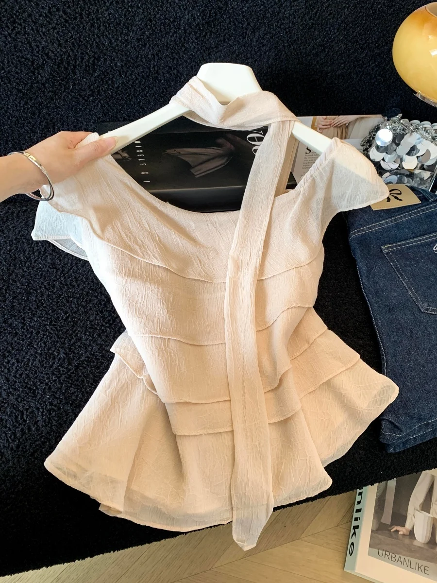 Unique Beautiful Women's Summer Slim Fit Chiffon Top with Lace Trim And Sash Layered Style Fashionable Elegant White Shirt
Unique Beautiful Women's Summer Slim Fit Chiffon Top with Lace Trim And Sash Layered Style Fashionable Elegant White Shirt