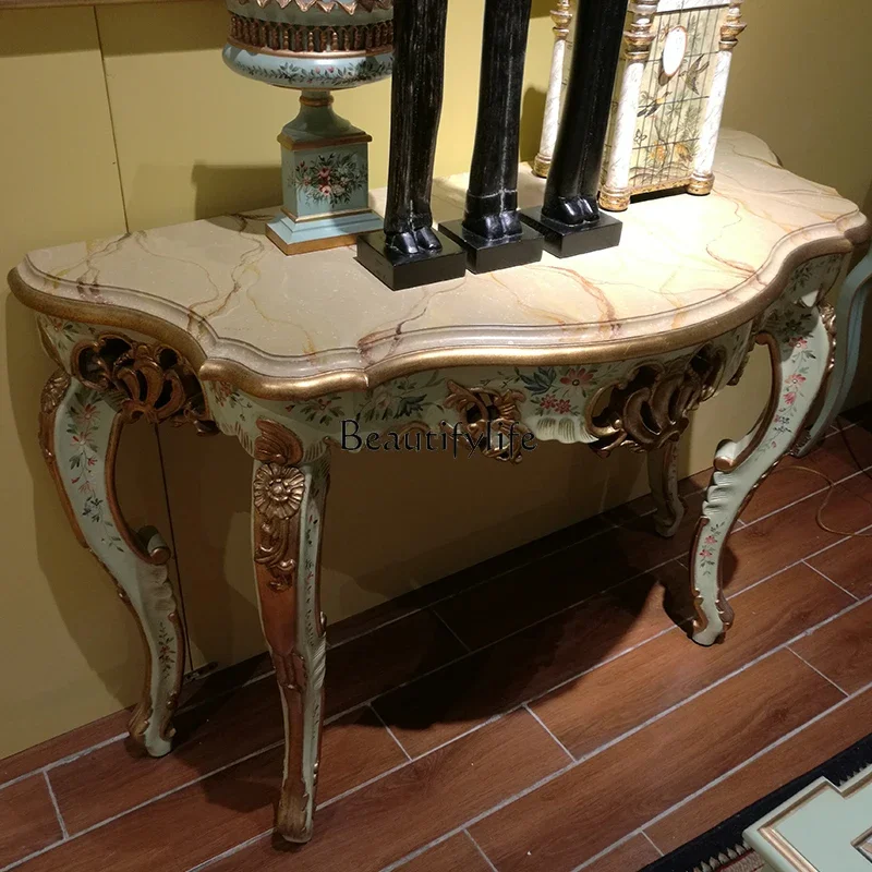 yj5 European Style Luxury Hand-painted Solid Wood Heavy Carving Gold Painting French Curved Edge Console Table
yj5 European Style Luxury Hand-painted Solid Wood Heavy Carving Gold Painting French Curved Edge Console Table